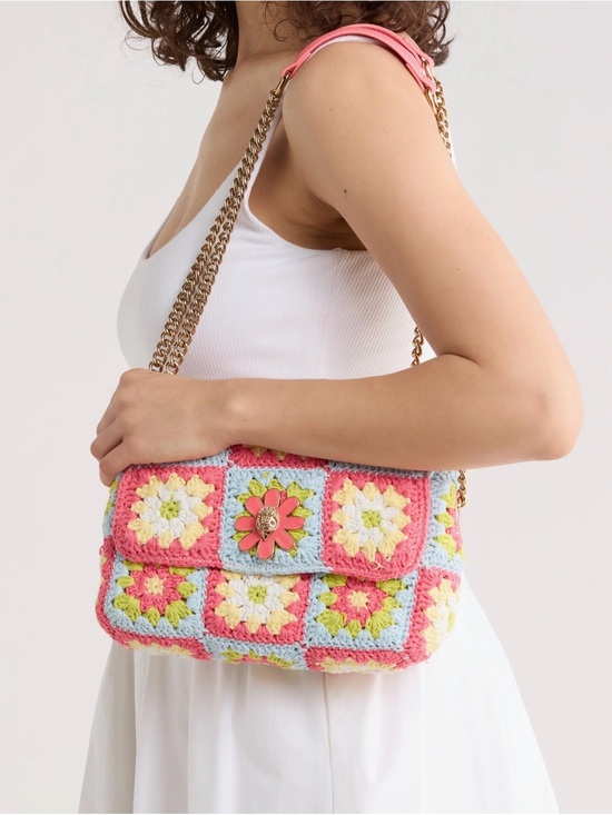 Kurt Geiger Handbags - Kurt Geiger Crochet Floral Shoulder Bag in Pink, Light Blue and Yellow